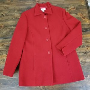 Talbots 100% Wool Red Car Coat Size 16